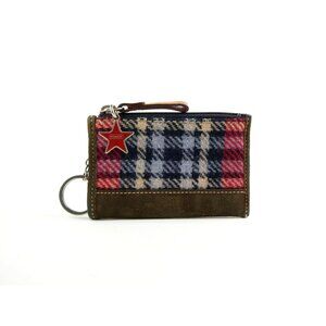 Coach Tartan Wool Mini Skinny Case w/ Keychain & Star Charm